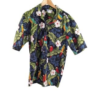 Hawaii Mens Parrot Hawaiian Shirt L Multicolor Short Sleeve Button Up USA Made